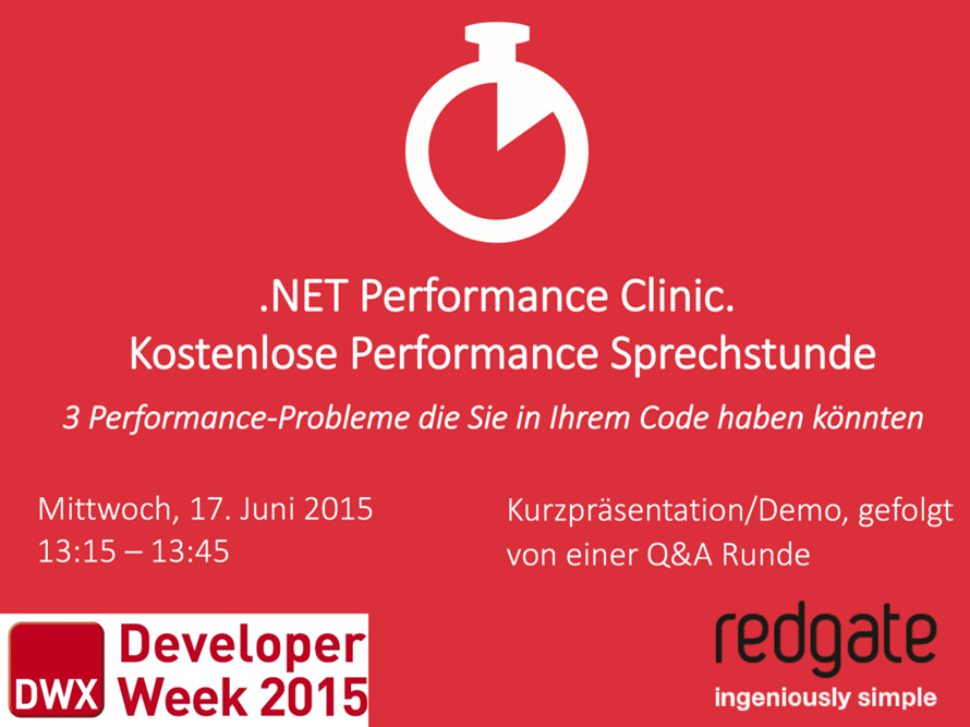 .NET Performance Clinic mit Andre Kraemer Banner Kostenlose .NET Performance Sprechstunde mit Andre Kraemer auf der Developer Week 2015